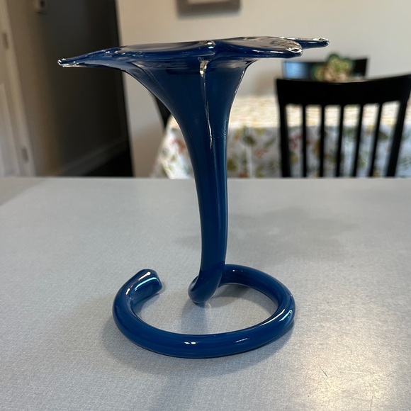 Blue Murano Glass Flower Vase - Picture 3 of 5